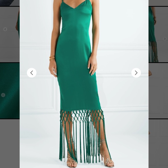 Rachel Zoe Chantelle Fringe Maxi Gown Emerald Vogue Dress! Super Hot! MP $495 - Picture 6 of 10